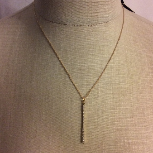 New Goldtone Delicate Pave Stick Necklace 65$